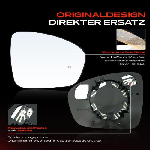 1x Spiegelglas Außenspiegel rechts für Renault Megane E-Tech SUV Clio V Megane IV Schrägheck Bild 1x Spiegelglas Außenspiegel rechts für Renault Megane E-Tech SUV Clio V Megane IV Schrägheck