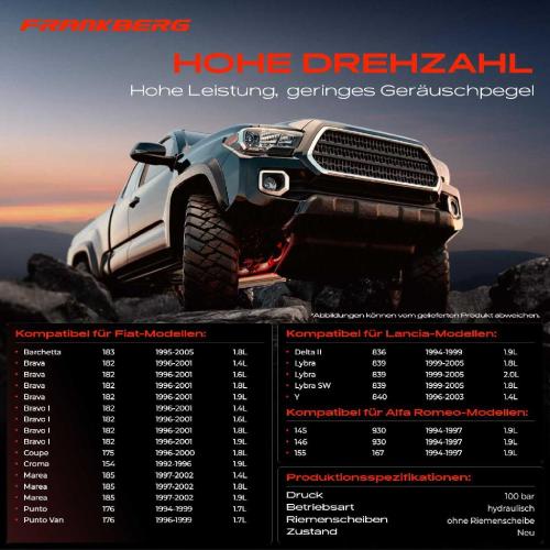 Frankberg 1x Servopumpe hydraulisch für Alfa Romeo Fiat Brava Lancia Dedra Lybra Y Bild Frankberg 1x Servopumpe hydraulisch für Alfa Romeo Fiat Brava Lancia Dedra Lybra Y