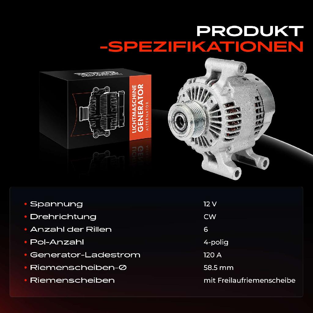 1x Lichtmaschine Generator für Jaguar S-Type X200 2.5L 3.0L