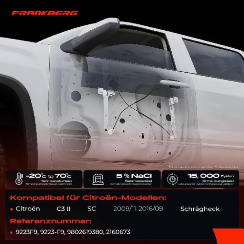 Frankberg 1x Fensterheber Hinten Links für Citroën C3 II SC 2009-2016 Bild Frankberg 1x Fensterheber Hinten Links für Citroën C3 II SC 2009-2016