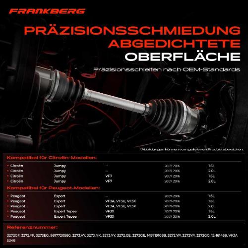 Frankberg 1x Antriebswelle Gelenksatz Vorderachse für Citroën Jumpy VF7 Fiat Scudo Peugeot Expert Bild Frankberg 1x Antriebswelle Gelenksatz Vorderachse für Citroën Jumpy VF7 Fiat Scudo Peugeot Expert