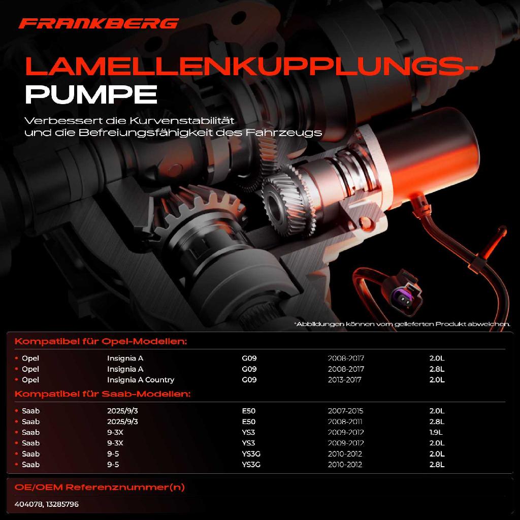 1x Lamellenkupplungspumpe für Saab 9-3 YS3F 9-5 YS3G Opel Insignia A