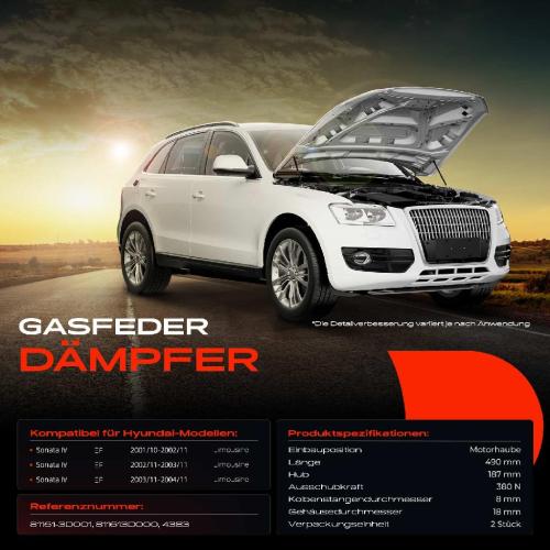 Frankberg 2x Gasfeder Dämpfer Motorhaube für Hyundai Sonata IV EF Limousine 2001-2004 Bild Frankberg 2x Gasfeder Dämpfer Motorhaube für Hyundai Sonata IV EF Limousine 2001-2004