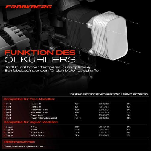 Frankberg 1x Ölkühler Motoröl für Ford Mondeo III B5Y Transit FA FM FN X-Type CF1 2.0L 2.2L Bild Frankberg 1x Ölkühler Motoröl für Ford Mondeo III B5Y Transit FA FM FN X-Type CF1 2.0L 2.2L