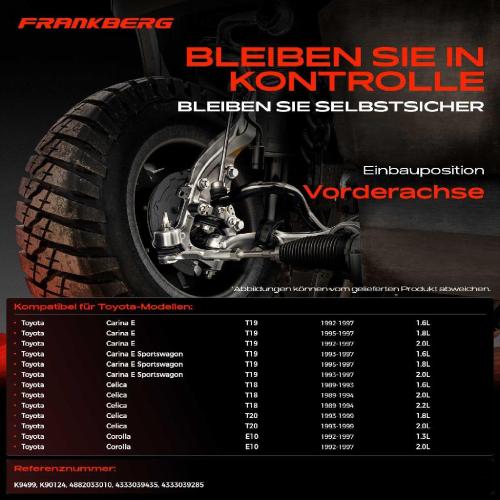 Frankberg 1x Querlenker Satz Vorderachse für Toyota Carina E Sportswagon Stufenheck Celica Cabriolet Coupe Bild Frankberg 1x Querlenker Satz Vorderachse für Toyota Carina E Sportswagon Stufenheck Celica Cabriolet Coupe
