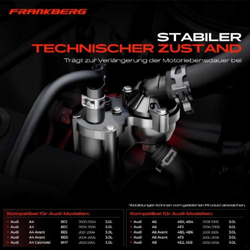 Frankberg 1x Thermostat Kühlmittel für Audi A4 8E2 B6 8E5 8ED B7 A6 4B2 C5 4F2 C6 A8 400 Bild Frankberg 1x Thermostat Kühlmittel für Audi A4 8E2 B6 8E5 8ED B7 A6 4B2 C5 4F2 C6 A8 400