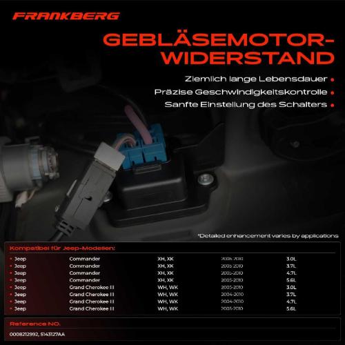 1x Widerstand Vorwiderstand Gebläsemotor für Jeep Grand Cherokee III WH WK Commander XK 2005-2007 Bild 1x Widerstand Vorwiderstand Gebläsemotor für Jeep Grand Cherokee III WH WK Commander XK 2005-2007