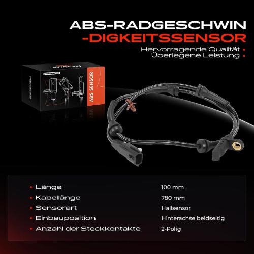 1x ABS Sensor Hinterachse beidseitig für Nissan Qashqai II SUV J11 J11 1.6L 2.0L 2013-2017 Bild 1x ABS Sensor Hinterachse beidseitig für Nissan Qashqai II SUV J11 J11 1.6L 2.0L 2013-2017