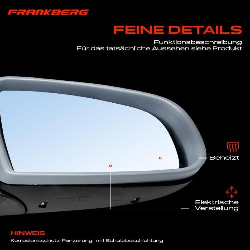 Frankberg 1x Außenspiegel Rechts für Audi A3 8P1 1.4L 1.6L 1.8L 1.9L 2.0L 3.2L 2003-2008 Bild Frankberg 1x Außenspiegel Rechts für Audi A3 8P1 1.4L 1.6L 1.8L 1.9L 2.0L 3.2L 2003-2008