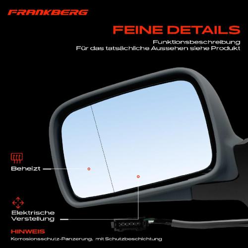 Frankberg 1x Außenspiegel Links für VW Polo 6V2 6V5 1.4L 1.6L 1.7L 1.8L 1.9L 1995-1999 Bild Frankberg 1x Außenspiegel Links für VW Polo 6V2 6V5 1.4L 1.6L 1.7L 1.8L 1.9L 1995-1999