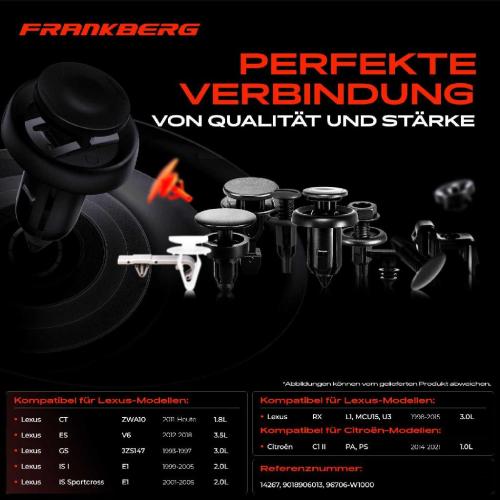 Frankberg 20x Befestigungsclips Radlauf Radkasten Kotflügel für Toyota Auris Aygo Yaris Citroën C1 II Peugeot 108 Bild Frankberg 20x Befestigungsclips Radlauf Radkasten Kotflügel für Toyota Auris Aygo Yaris Citroën C1 II Peugeot 108