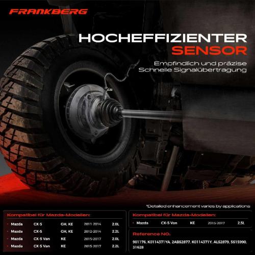 Frankberg 2x ABS Sensor Hinterachse beidseitig für Mazda CX-5 GH KE CX-5 Van KE 2.0L 2.2L 2.5L 2011-2017 Bild Frankberg 2x ABS Sensor Hinterachse beidseitig für Mazda CX-5 GH KE CX-5 Van KE 2.0L 2.2L 2.5L 2011-2017