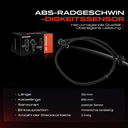 1x ABS Sensor Hinterachse beidseitig für Mitsubishi Galloper Pajero Sport I 3.0L 1998-1999 Bild 1x ABS Sensor Hinterachse beidseitig für Mitsubishi Galloper Pajero Sport I 3.0L 1998-1999