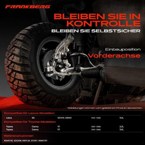 Frankberg 1x Querlenker Satz Vorderachse für Lexus ES VCV10 VZV21 Toyota Camry V1 Camry Kombi 3.0L 2.2L 1991-1996 Bild Frankberg 1x Querlenker Satz Vorderachse für Lexus ES VCV10 VZV21 Toyota Camry V1 Camry Kombi 3.0L 2.2L 1991-1996