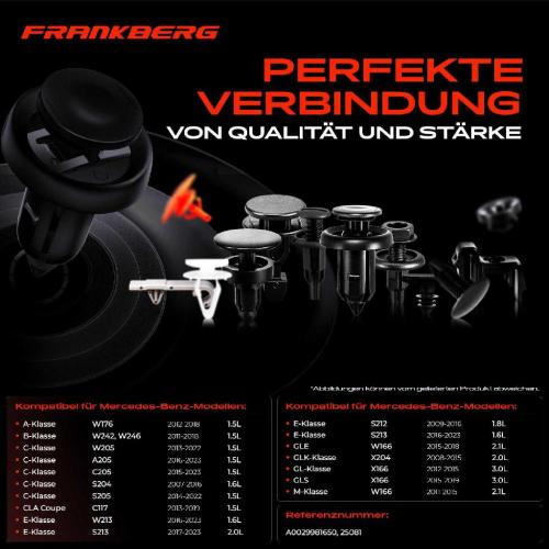 Frankberg 10x Befestigungsclips Verkleidung Kofferraum für Mercedes-Benz W205 W176 W213 C238 X166 Bild Frankberg 10x Befestigungsclips Verkleidung Kofferraum für Mercedes-Benz W205 W176 W213 C238 X166