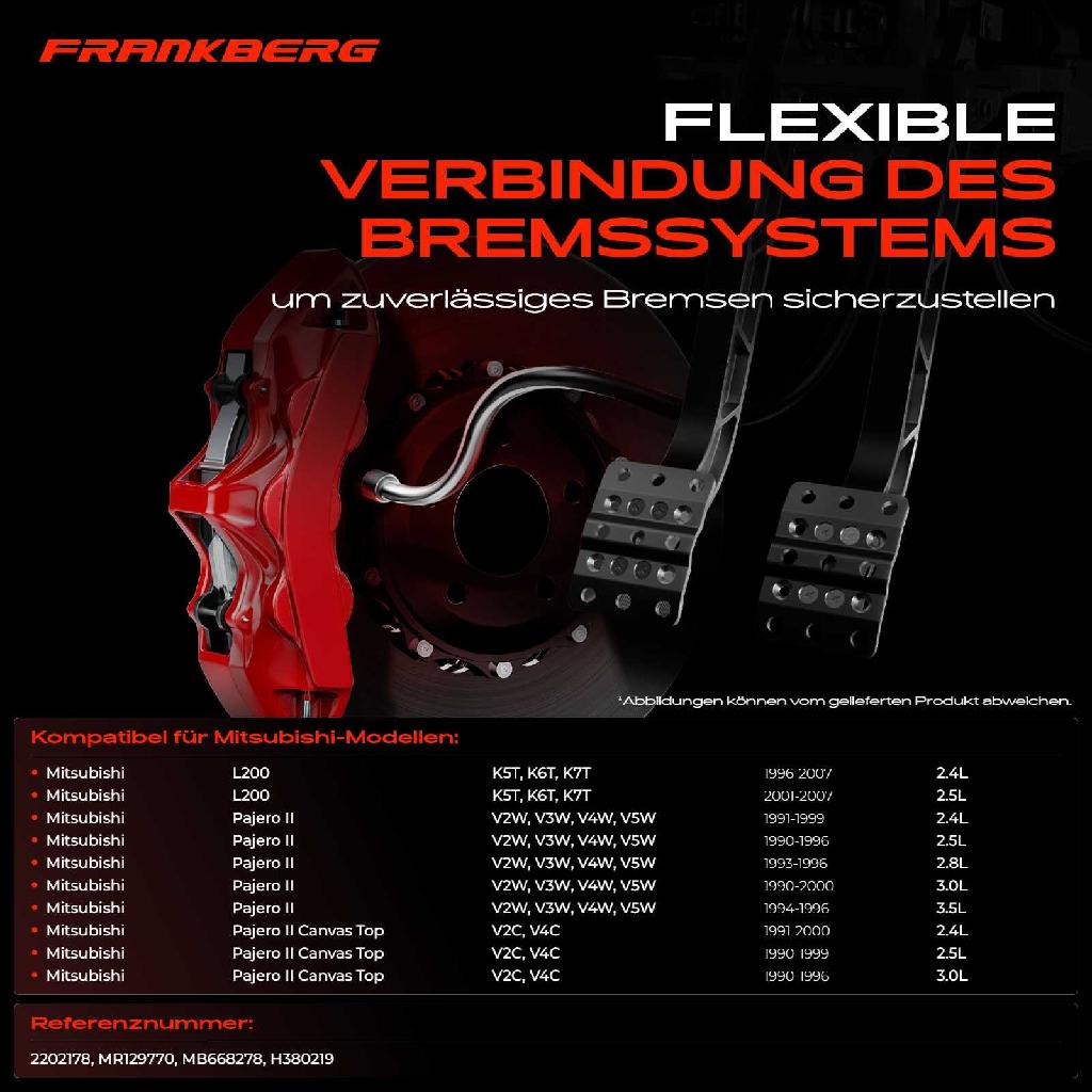 1x Bremsschlauch Bremsschläuche Vorderachse Links oder Rechts für Mitsubishi L200 Pajero 2