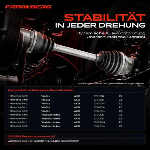 1x Antriebswelle Vorderachse für Mercedes-Benz Vito/Mixto Kasten W639 2006-2014 Bild 1x Antriebswelle Vorderachse für Mercedes-Benz Vito/Mixto Kasten W639 2006-2014