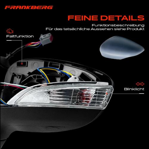 Frankberg 1x Außenspiegel Rechts für Ford Fiesta VI CB1 CCN Van 2008-2017 Bild Frankberg 1x Außenspiegel Rechts für Ford Fiesta VI CB1 CCN Van 2008-2017