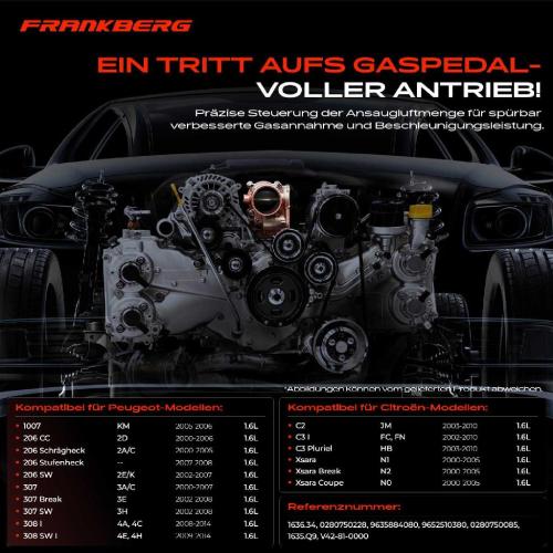 Frankberg 1x Drosselklappe Drosselklappenstutzen für Citroën Berlingo C2 Peugeot 206 307 1.6L Bild Frankberg 1x Drosselklappe Drosselklappenstutzen für Citroën Berlingo C2 Peugeot 206 307 1.6L