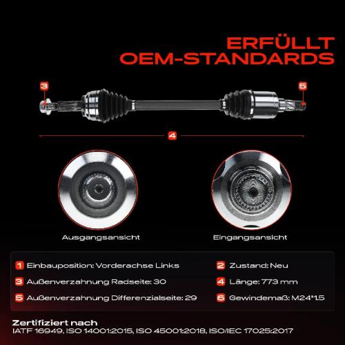 1x Antriebswelle Vorderachse Links für Tesla Model S 5YJS Electric 2012-2016 Bild 1x Antriebswelle Vorderachse Links für Tesla Model S 5YJS Electric 2012-2016