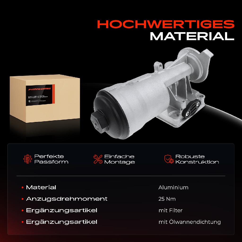 1x Ölfiltergehäuse für VW Golf V Polo Passat Caddy III Audi A3 A4 Q5