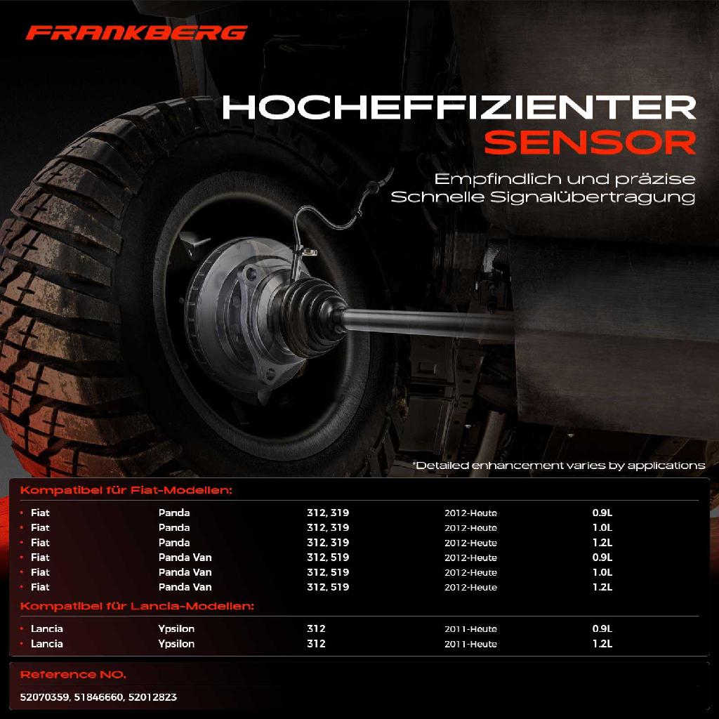 1x ABS Sensor Vorderachse beidseitig für Fiat Panda Van Lancia Ypsilon 0.9L 1.0L 1.2L Bj ab 2011