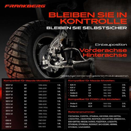 1x Querlenker Satz Vorderachse für FORD USA Probe II Mazda 323 F VI S 5 626 III Hatchback IV V Station Wagon Bild 1x Querlenker Satz Vorderachse für FORD USA Probe II Mazda 323 F VI S 5 626 III Hatchback IV V Station Wagon