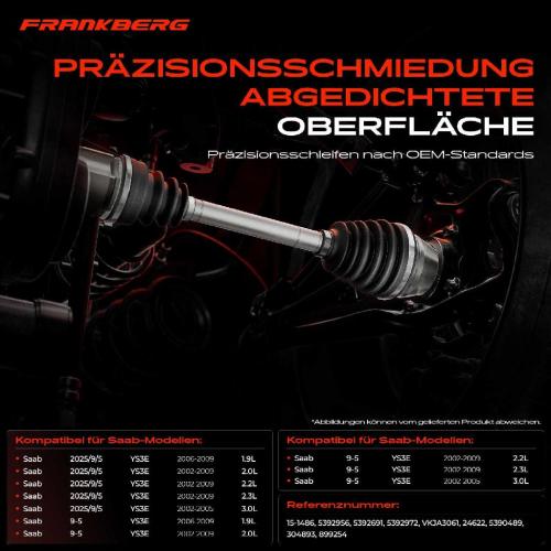Frankberg 1x Antriebswelle Gelenksatz Vorderachse für Saab 9-5 YS3E Kombi 2002-2009 Bild Frankberg 1x Antriebswelle Gelenksatz Vorderachse für Saab 9-5 YS3E Kombi 2002-2009
