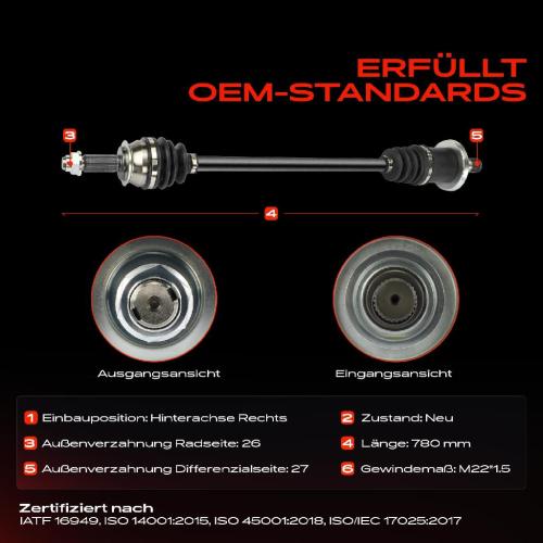 Frankberg 1x Antriebswelle Hinterachse Rechts für MINI Countryman R60 Paceman R61 2010-2016 Bild Frankberg 1x Antriebswelle Hinterachse Rechts für MINI Countryman R60 Paceman R61 2010-2016
