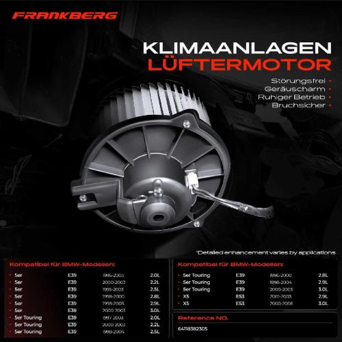 Frankberg 1x Gebläsemotor Innenraumgebläse für BMW 5er Touring E39 X5 E53 Bild Frankberg 1x Gebläsemotor Innenraumgebläse für BMW 5er Touring E39 X5 E53