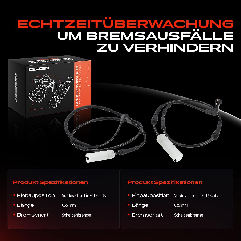 2x Warnkontakt Bremsbelagverschleiß Vorderachse für BMW 1er E81 E82 E87 3er E90 E91 E92 E93