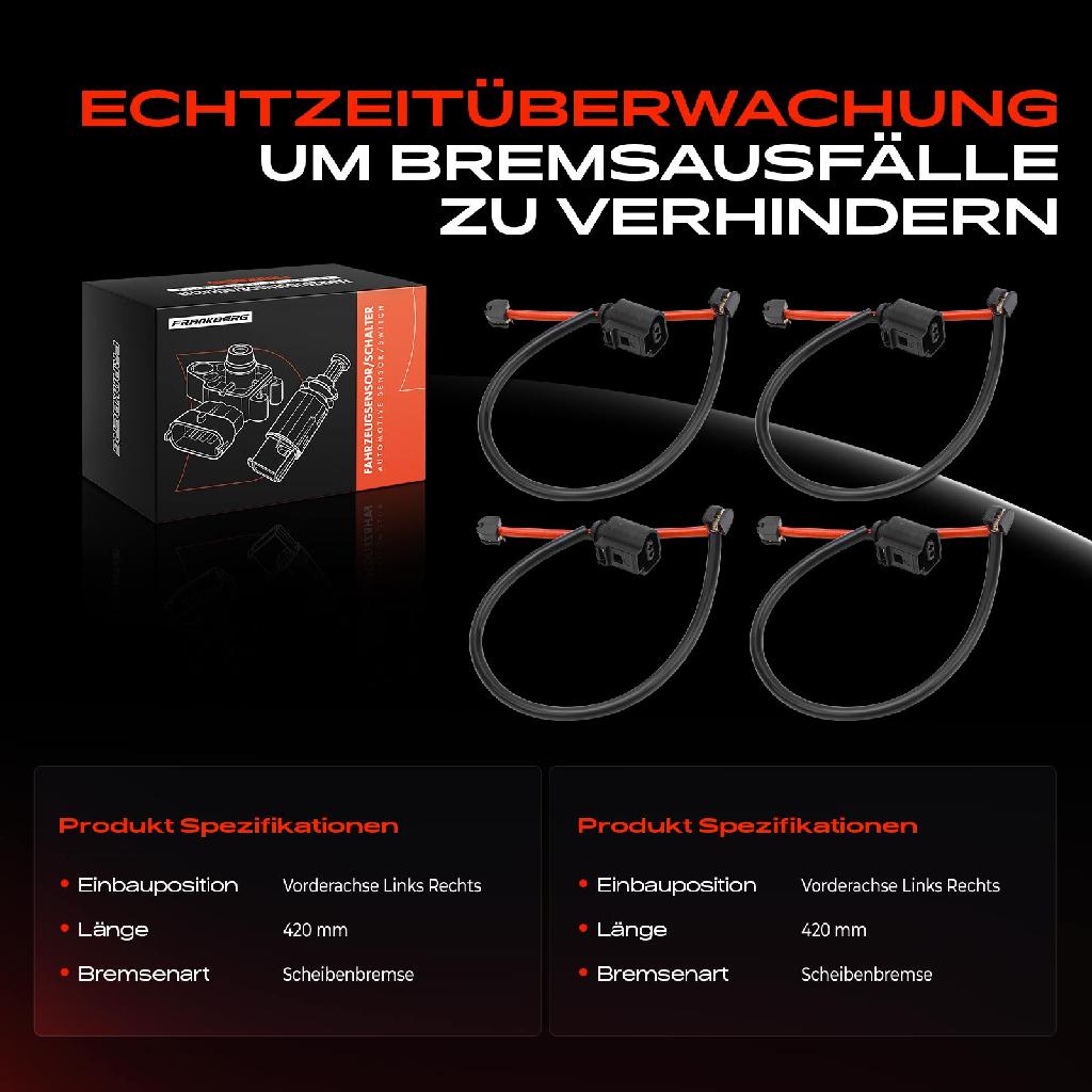 4x Warnkontakt Bremsbelagverschleiß Vorderachse für VW Touareg Audi Q7 4LB Porsche Cayenne
