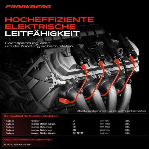 4x Zündleitungssatz Zündkabel für Subaru Forester Impreza Legacy I BC BF BJ Bild 4x Zündleitungssatz Zündkabel für Subaru Forester Impreza Legacy I BC BF BJ