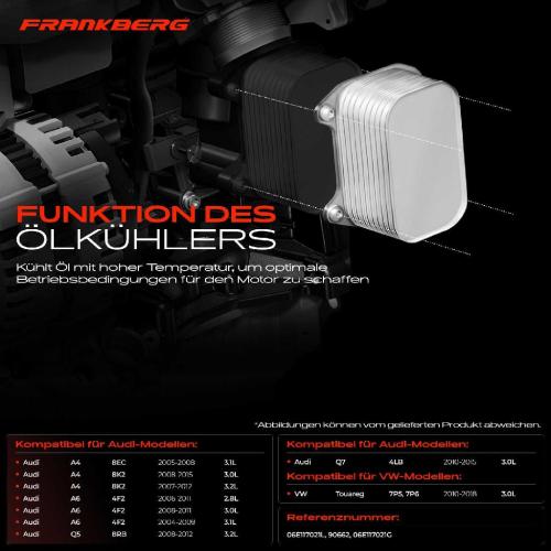 1x Ölkühler Motoröl für VW Touareg Audi A4 B7 B8 A5 A6 4F 4G C6 A7 A8 Q5 Q7 3.0L 3.2L Bild 1x Ölkühler Motoröl für VW Touareg Audi A4 B7 B8 A5 A6 4F 4G C6 A7 A8 Q5 Q7 3.0L 3.2L