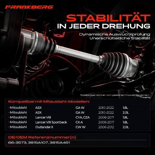 1x Antriebswelle Vorderachse Links für Mitsubishi Lancer VIII Sportback Outlander II CW W ASX GA W Bild 1x Antriebswelle Vorderachse Links für Mitsubishi Lancer VIII Sportback Outlander II CW W ASX GA W