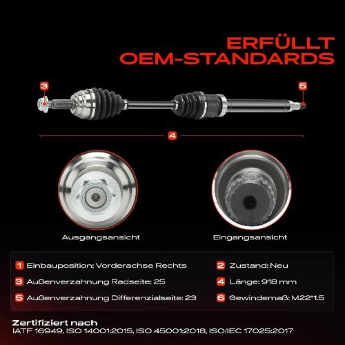 Frankberg 1x Antriebswelle Vorderachse Rechts für Ford Fiesta 6 CB1 CCN B-Max JK 1.0L Bild Frankberg 1x Antriebswelle Vorderachse Rechts für Ford Fiesta 6 CB1 CCN B-Max JK 1.0L