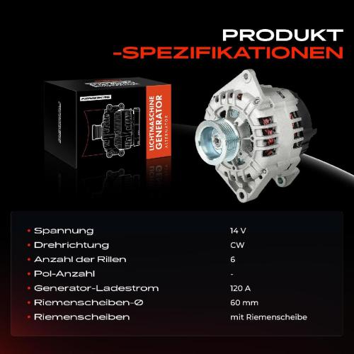 Frankberg 1x Lichtmaschine Generator für Fiat Ducato Peugeot Boxer J5 Citroën Jumper Bild Frankberg 1x Lichtmaschine Generator für Fiat Ducato Peugeot Boxer J5 Citroën Jumper