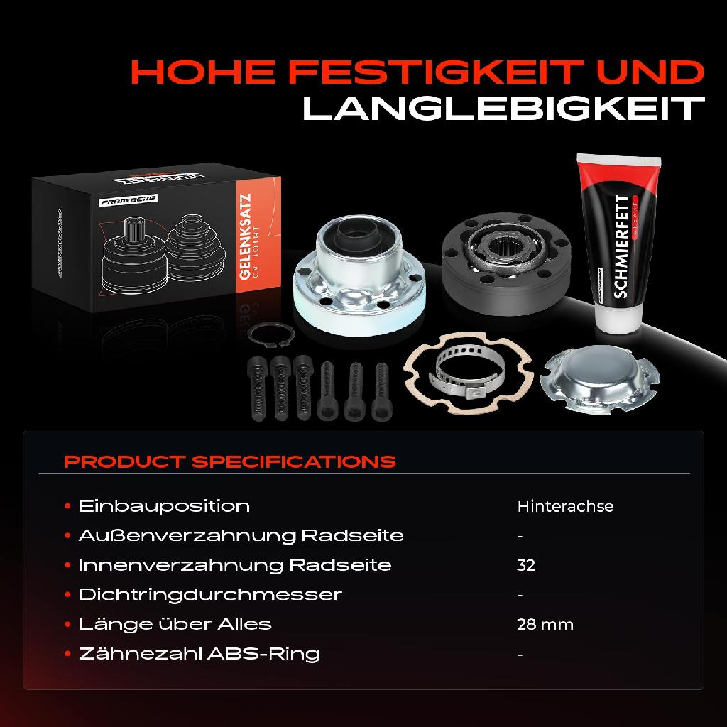 1x Antriebswelle Gelenksatz Hinterachse für BMW X5 E53 Z8 E52 3er E36 5er E34 E39 E38