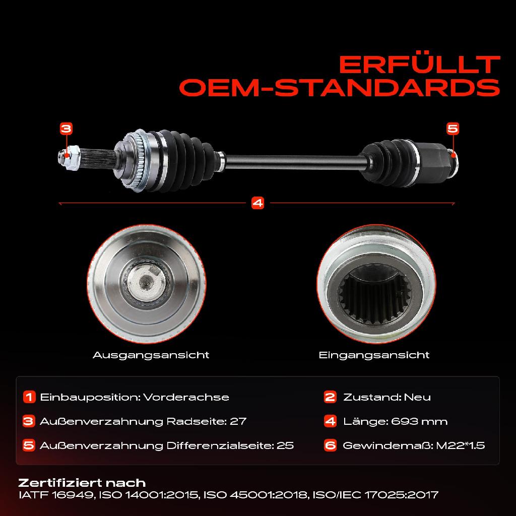 1x Antriebswelle Vorderachse für Subaru Forester Impreza GD Outback Legacy 3