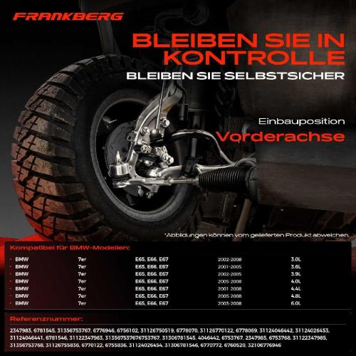 Frankberg 1x Querlenker Satz Vorderachse für BMW 7er E65 E66 E67 3.0L 3.6L 3.9L 4.0L 4.4L 4.8L 6.0L 2001-2008 Bild Frankberg 1x Querlenker Satz Vorderachse für BMW 7er E65 E66 E67 3.0L 3.6L 3.9L 4.0L 4.4L 4.8L 6.0L 2001-2008
