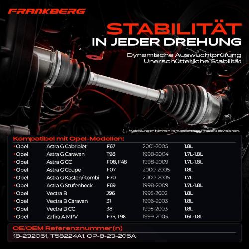 1x Antriebswelle Vorderachse Rechts für Opel Astra G CC F08 F48 Vectra B Caravan J96 Zafira A MPV Bild 1x Antriebswelle Vorderachse Rechts für Opel Astra G CC F08 F48 Vectra B Caravan J96 Zafira A MPV