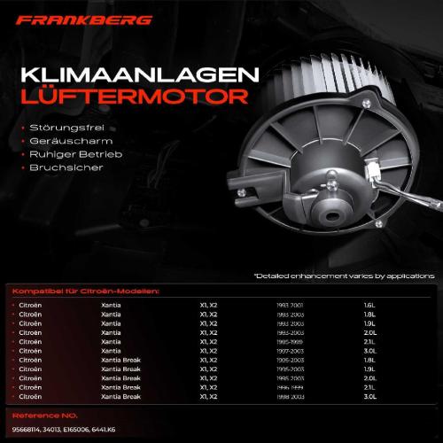 Frankberg 1x Gebläsemotor Innenraumgebläse für Citroën Xantia/Xantia Break X1, X2 1993-2003 Bild Frankberg 1x Gebläsemotor Innenraumgebläse für Citroën Xantia/Xantia Break X1, X2 1993-2003