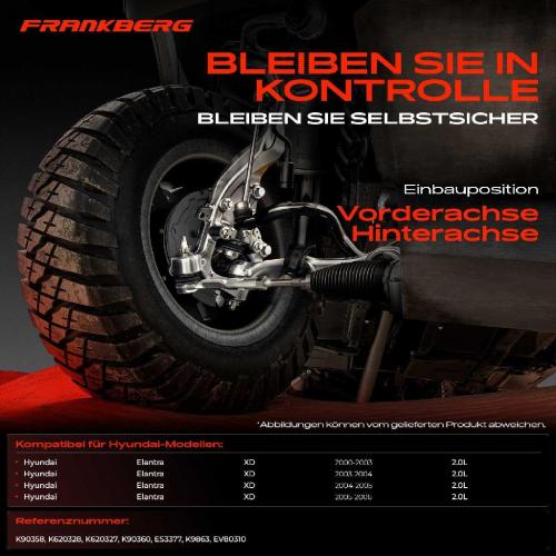 Frankberg 1x Querlenker Satz Vorderachse für Hyundai Elantra XD Elantra Stufenheck 2.0L 2000-2006 Bild Frankberg 1x Querlenker Satz Vorderachse für Hyundai Elantra XD Elantra Stufenheck 2.0L 2000-2006