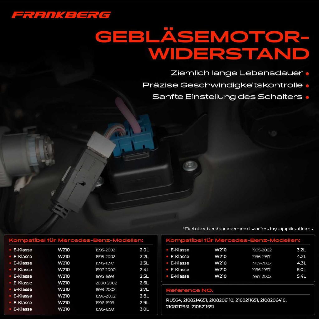 1x Widerstand Vorwiderstand Gebläsemotor für Mercedes-Benz E-Klasse W210 S210 2.3L-4.3L 1995-2003