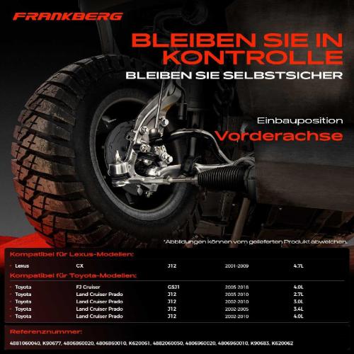Frankberg 1x Querlenker Satz Vorderachse für Lexus GX Toyota FJ Cruiser Land Prado 4.7L 4.0L 2.7L 3.0L 3.4L 2001-2018 Bild Frankberg 1x Querlenker Satz Vorderachse für Lexus GX Toyota FJ Cruiser Land Prado 4.7L 4.0L 2.7L 3.0L 3.4L 2001-2018
