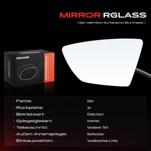 1x Spiegelglas Außenspiegel links für Seat Arona Ibiza V Leon Kasten/Schrägheck Bild 1x Spiegelglas Außenspiegel links für Seat Arona Ibiza V Leon Kasten/Schrägheck