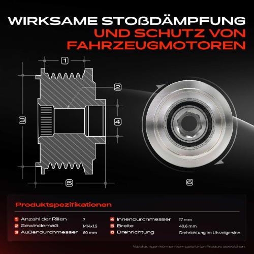 1x Generatorfreilauf Lichtmaschine für MINI R50 Hyundai H-1 Travel KIA Sorento I Bild 1x Generatorfreilauf Lichtmaschine für MINI R50 Hyundai H-1 Travel KIA Sorento I