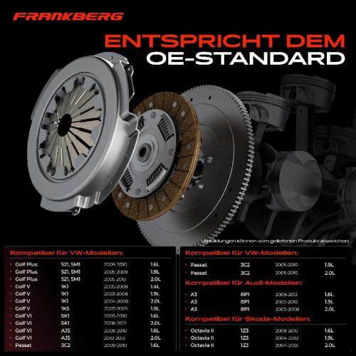 Frankberg 1x Kupplungssatz für VW Golf Plus V Variant VI Passat Beetle Caddy MPV Kasten/MPV EOS Jetta IV New Touran Bild Frankberg 1x Kupplungssatz für VW Golf Plus V Variant VI Passat Beetle Caddy MPV Kasten/MPV EOS Jetta IV New Touran