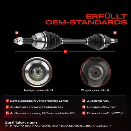 1x Antriebswelle Vorderachse Links für Ford B-Max Fiesta V Fusion Mazda 2 Bild 1x Antriebswelle Vorderachse Links für Ford B-Max Fiesta V Fusion Mazda 2