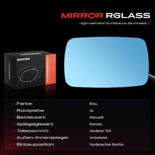 1x Spiegelglas Außenspiegel rechts für BMW 3er E30 E36 5er E34 7er E32 1982-2000 Bild 1x Spiegelglas Außenspiegel rechts für BMW 3er E30 E36 5er E34 7er E32 1982-2000